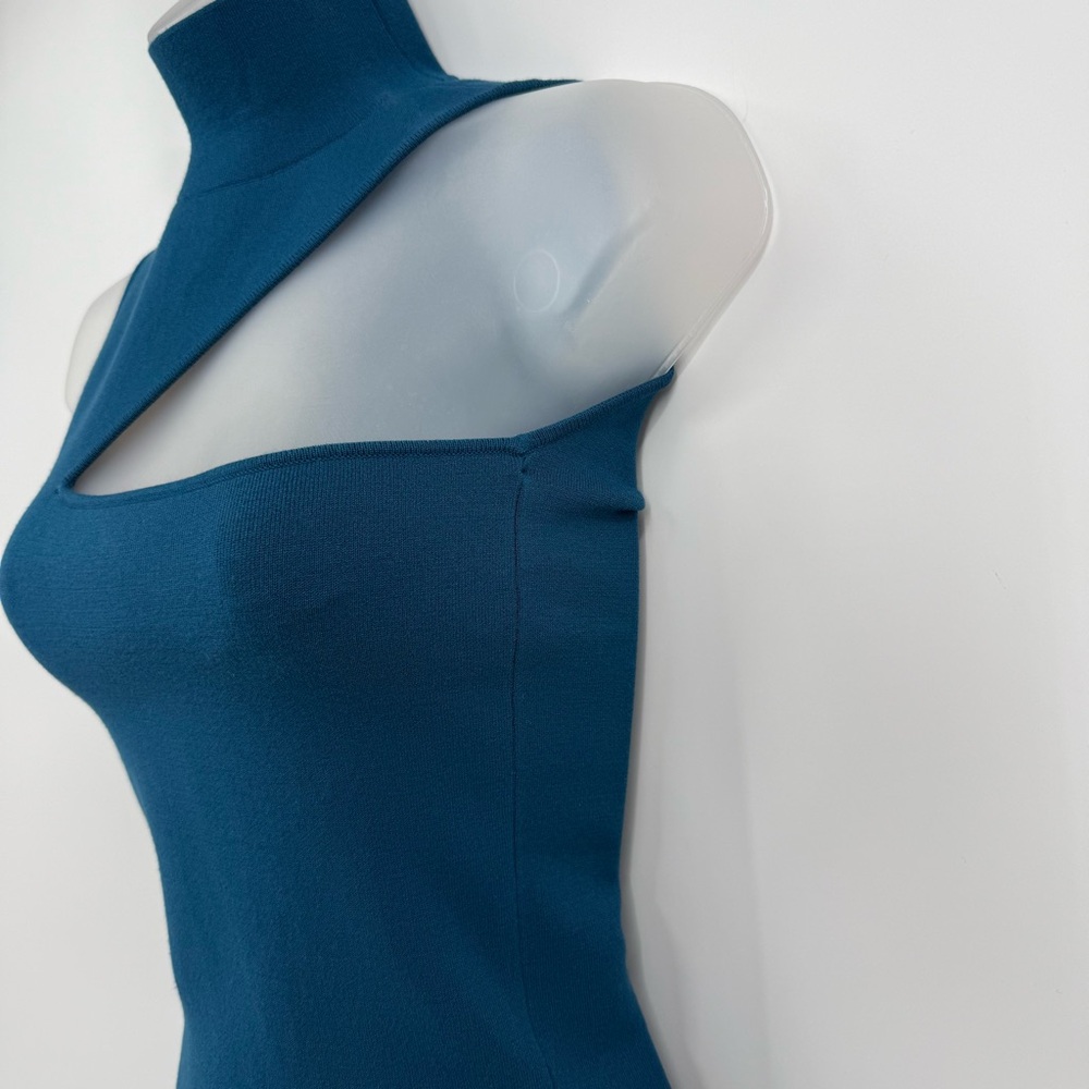 Alice + Olivia Kiki Blue-green mock neck Cutout Tank  Size Small Sleeveless - Picture 5 of 9